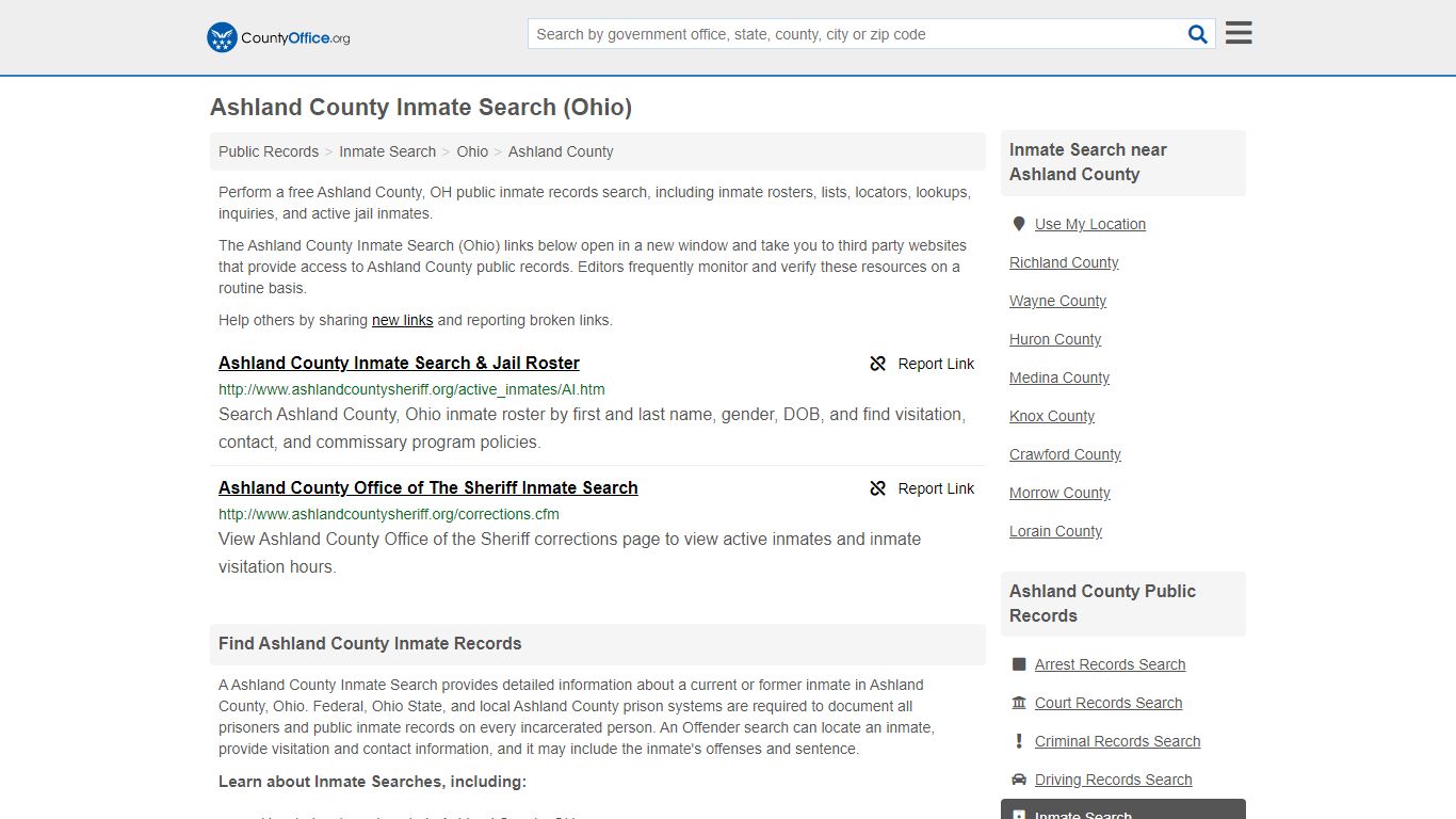 Inmate Search - Ashland County, OH (Inmate Rosters & Locators)